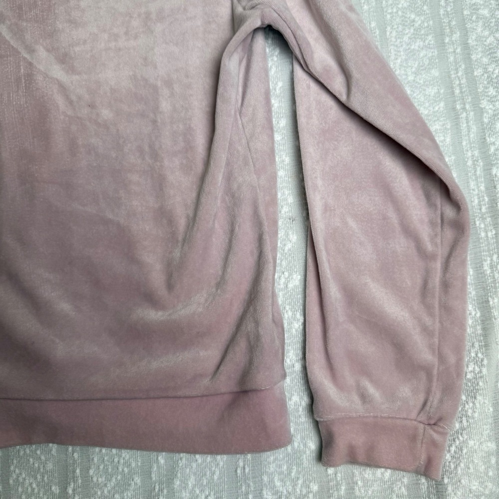 Juicy Couture Velour Pullover Sweater Pink Rhinestone Logo Crewneck Size M Y2K - Picture 10 of 16